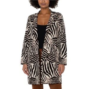 Zebra Print Open Front Coat